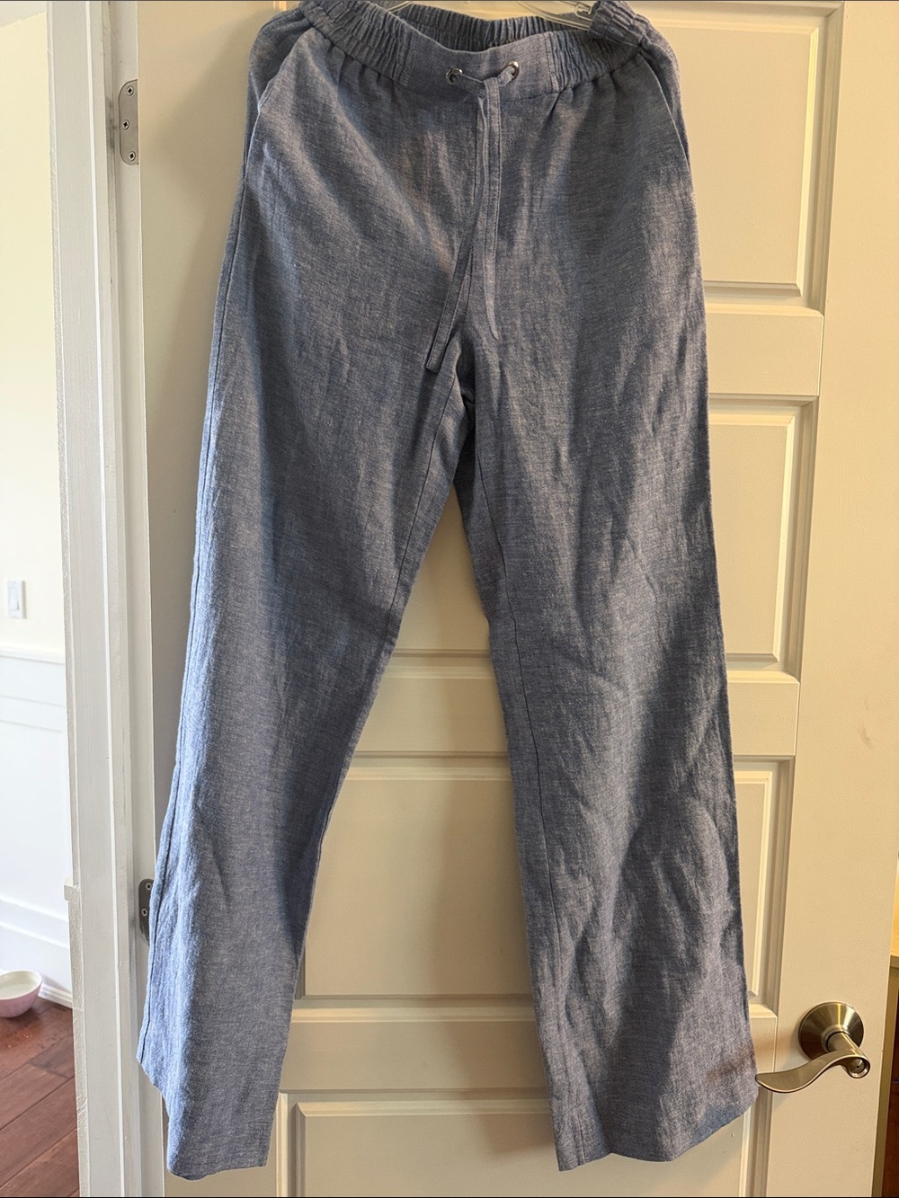 Marciano Blue Wide-Leg Chambray Pants